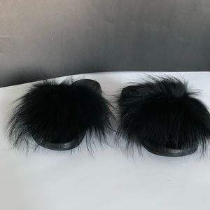fox fur slides